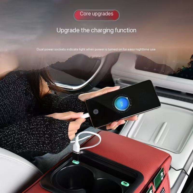 4-in-1 Car Armrest Box with Charging | Universal Leather Waterproof Central Co<i></i>nsole Pad